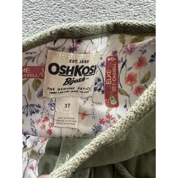 OshKosh B'gosh Jacket Baby Girl 3T Long Sleeve Green Button 100% Cotton Military - Picture 3 of 6